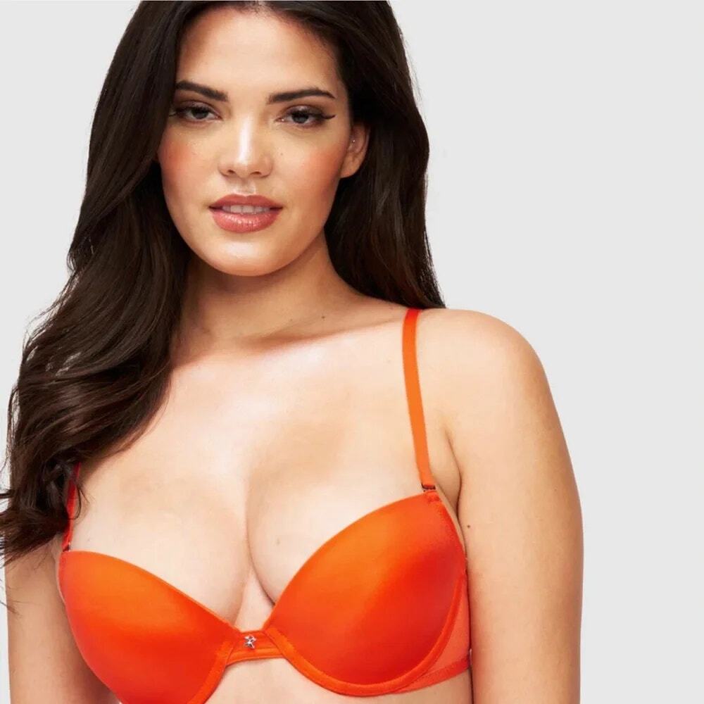NWT Frederick's of Hollywood Orange Exxtreme Cleavage Bra Women's Size 32D